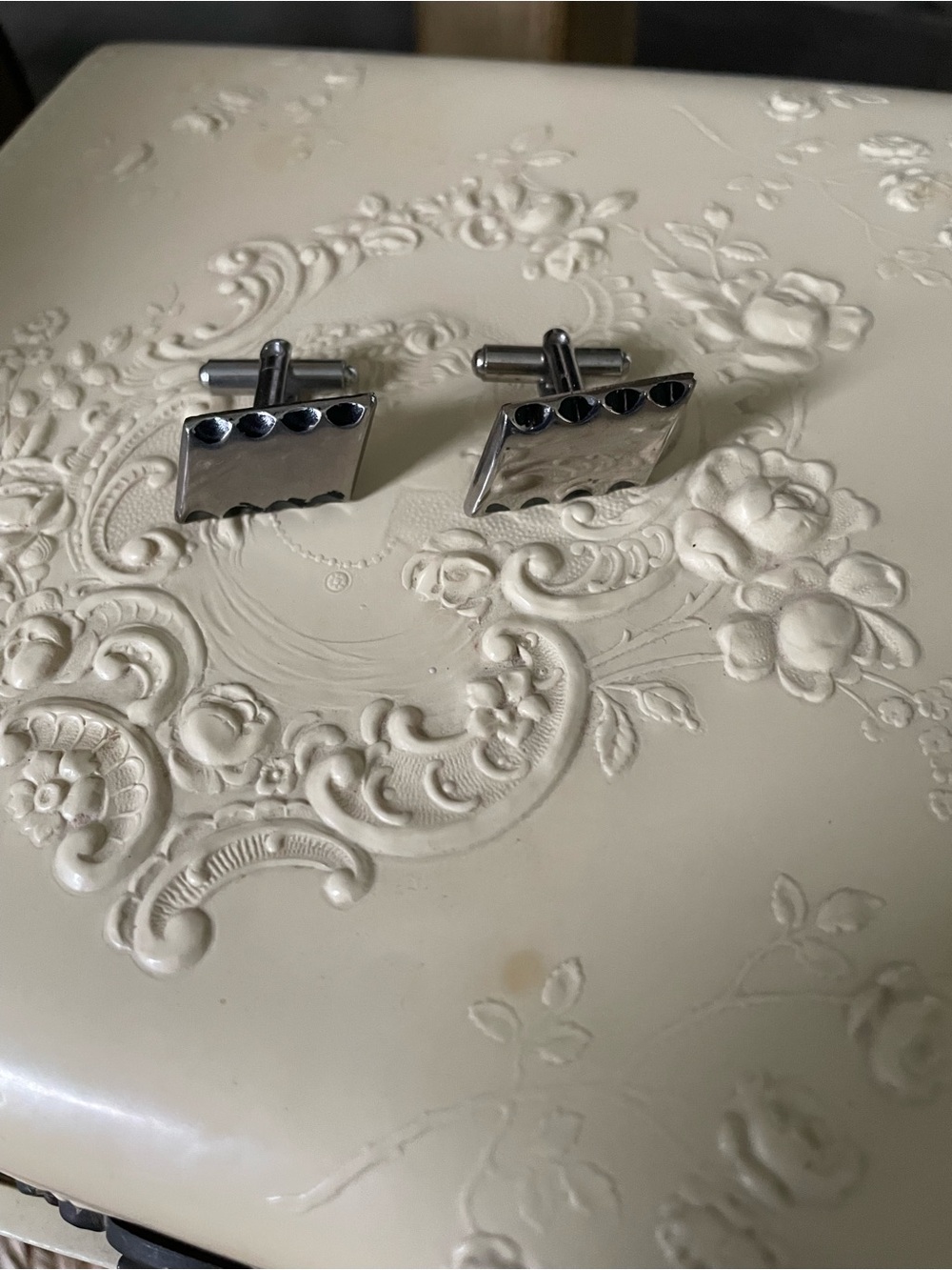 Vintage Cufflinks Pair Silver Tone Modernist